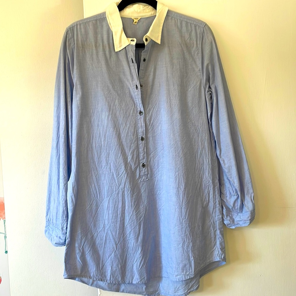 J Crew Collard Button Down Tunic Shirt Top